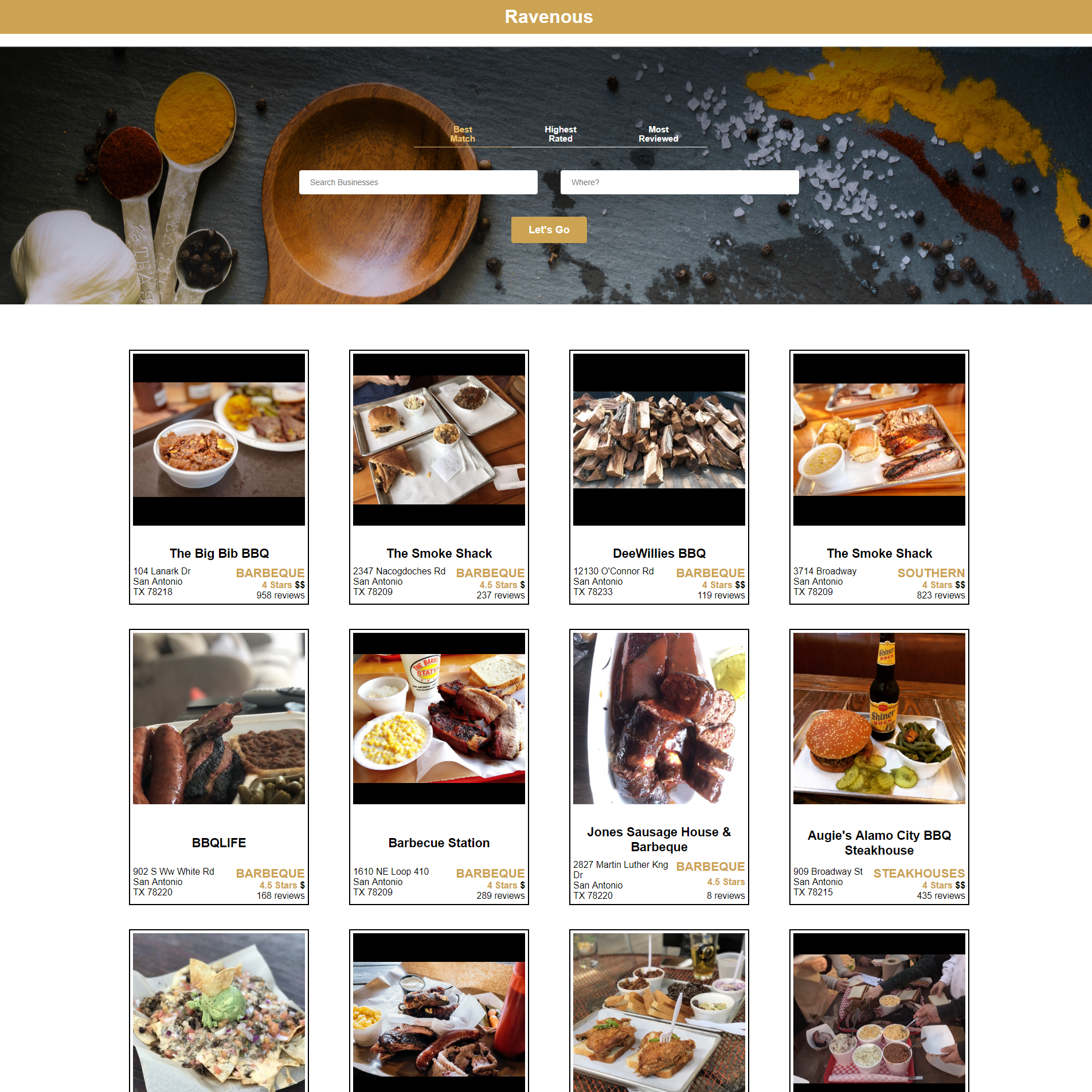 Ravenous WebApp